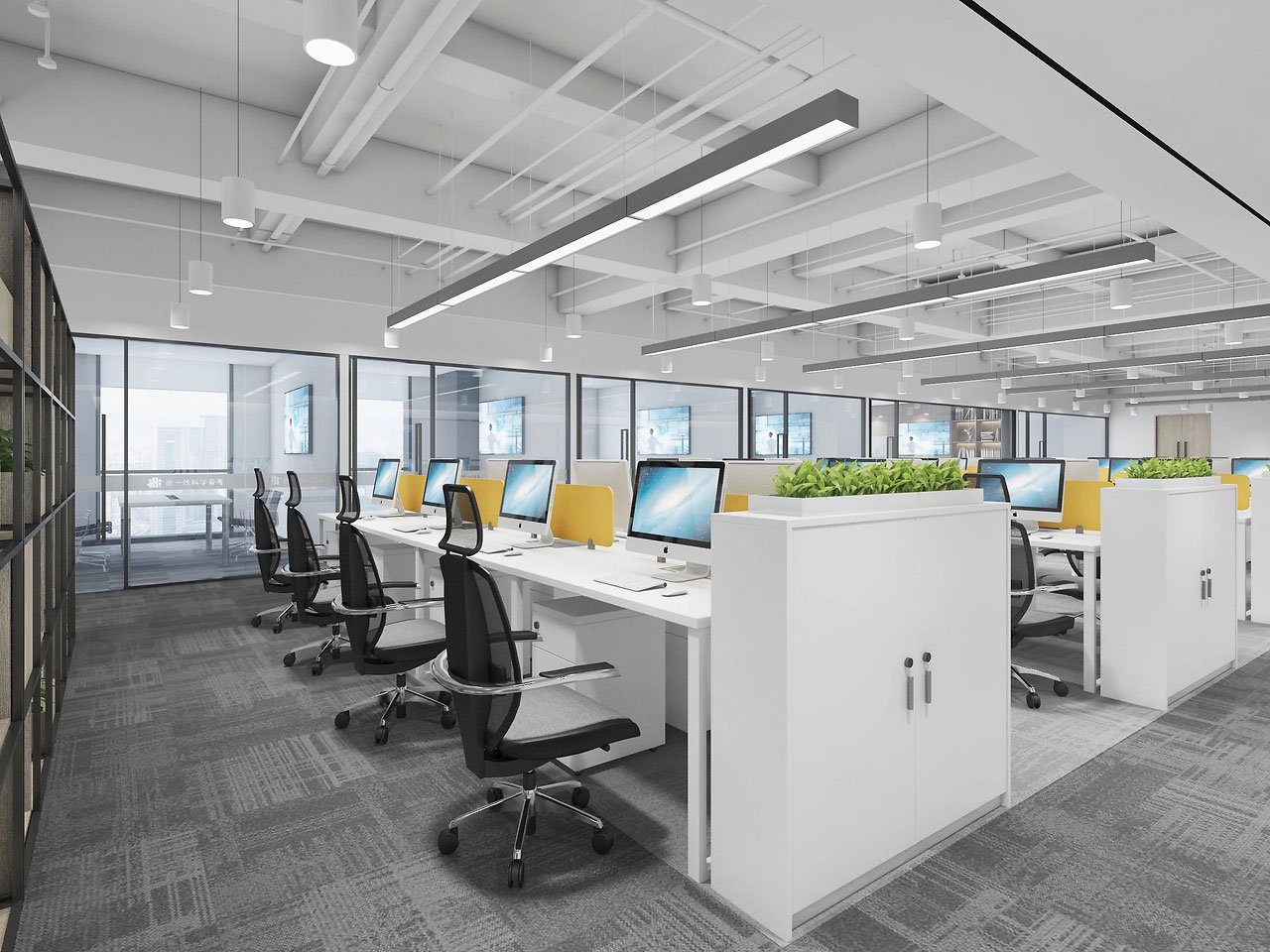 370平米驻马店厂房办公室装修效果图