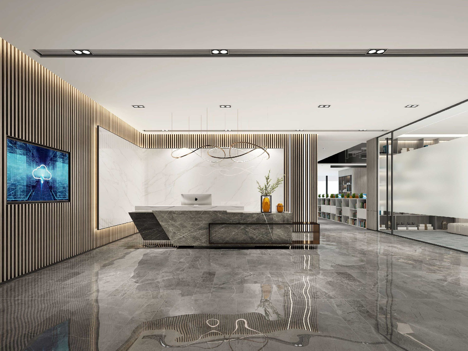 465平米驻马店办公室装修施工效果图