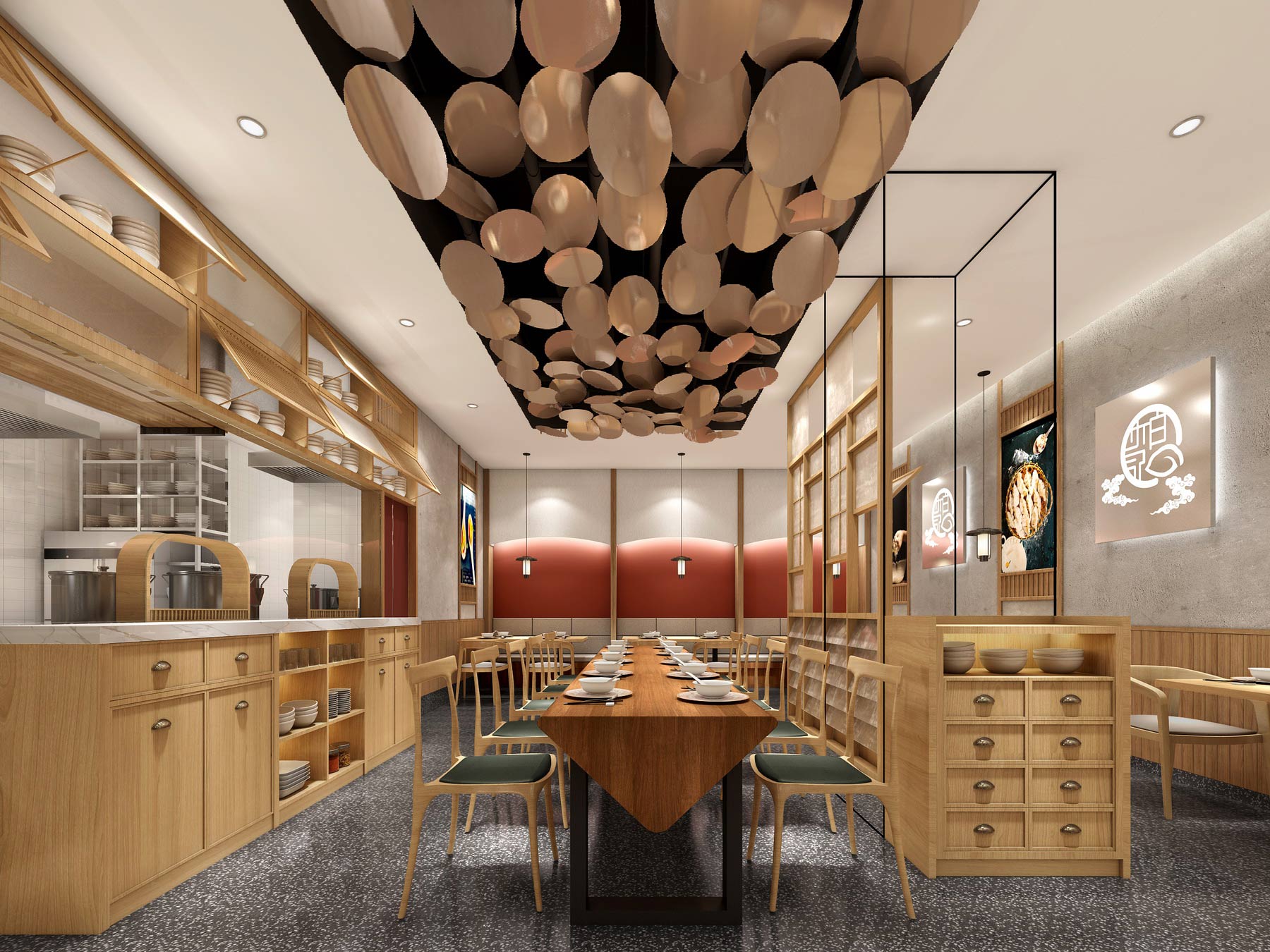 150平米驻马店水饺店面装修设计效果图