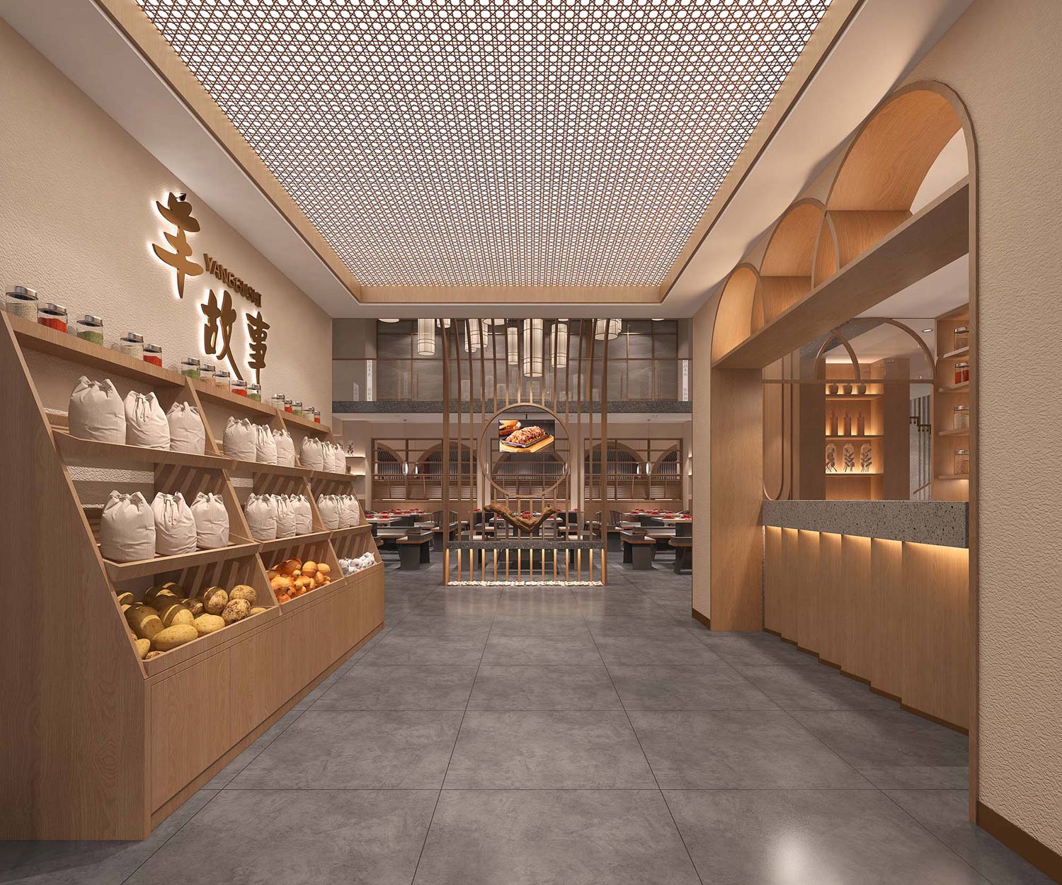 300平米驻马店羊肉馆饭店装修设计效果图