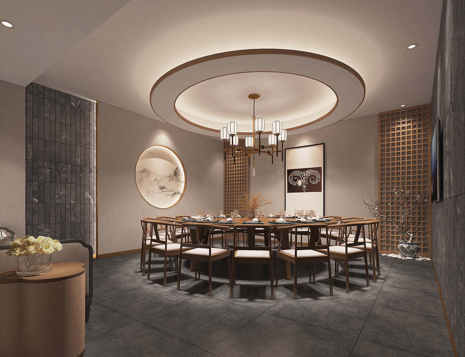 300平米驻马店羊肉馆饭店装修设计效果图