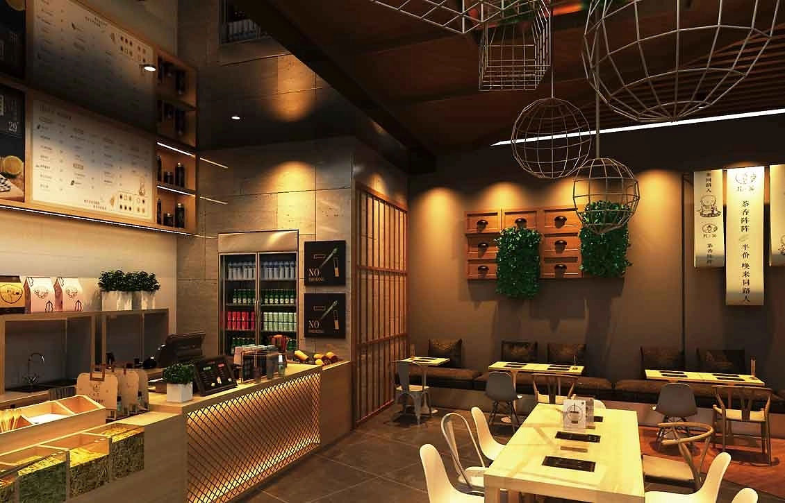80平米驻马店饮品店装修设计效果图