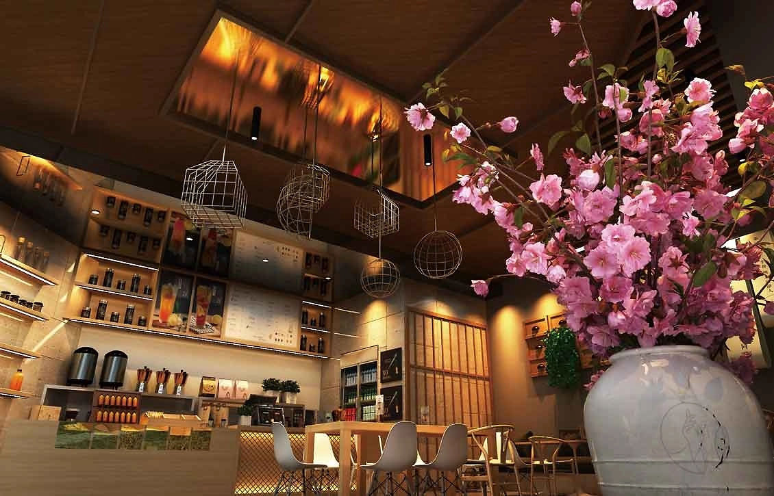 80平米驻马店饮品店装修设计效果图