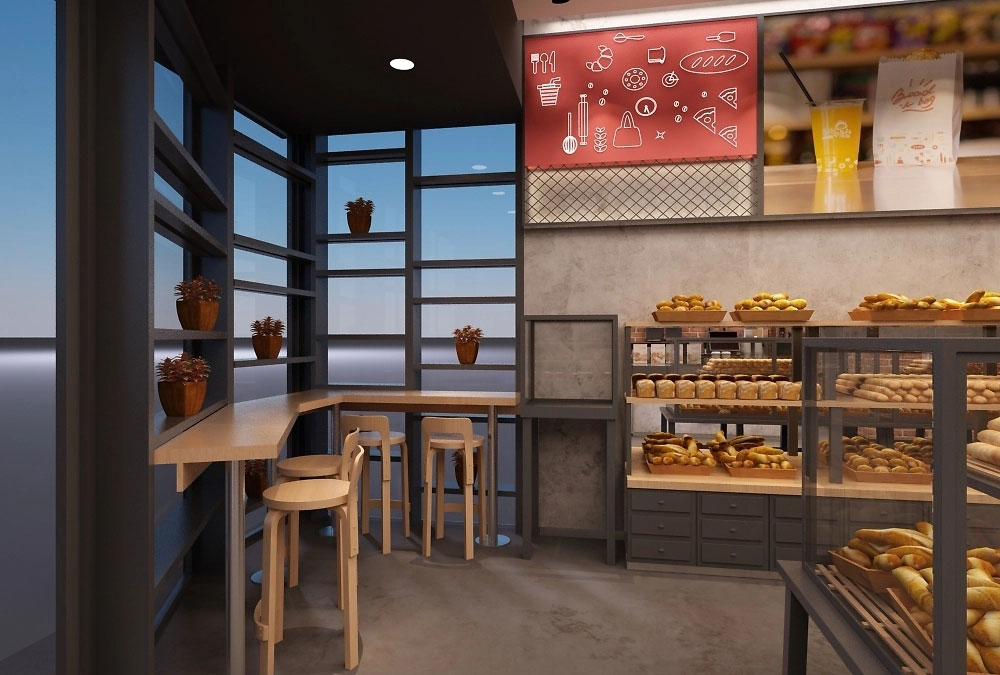 62平米驻马店面包门店装修设计效果图
