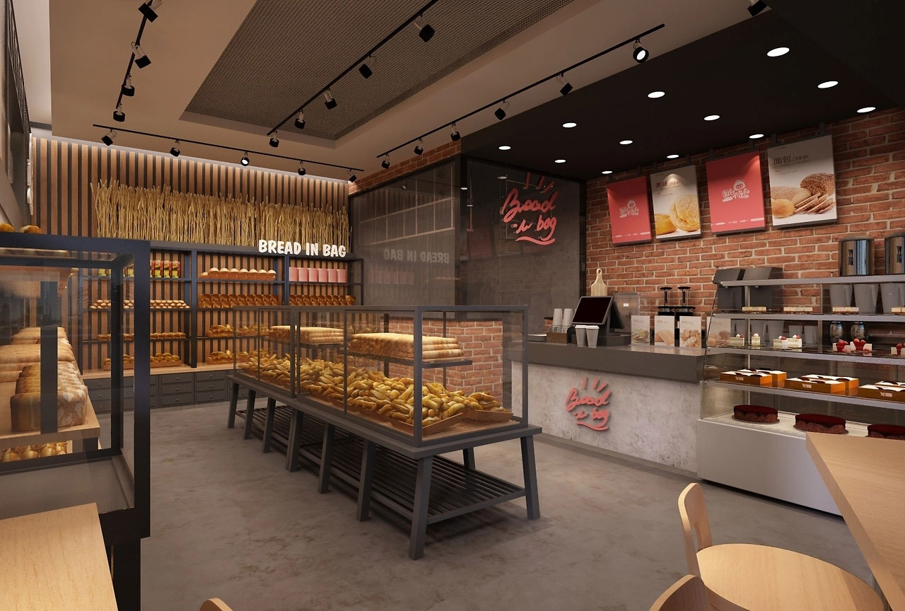 62平米驻马店面包门店装修设计效果图