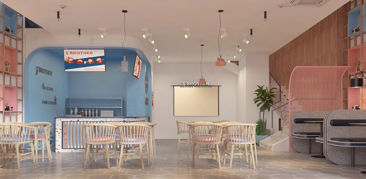 153平米驻马店酸辣粉门店装修设计效果图