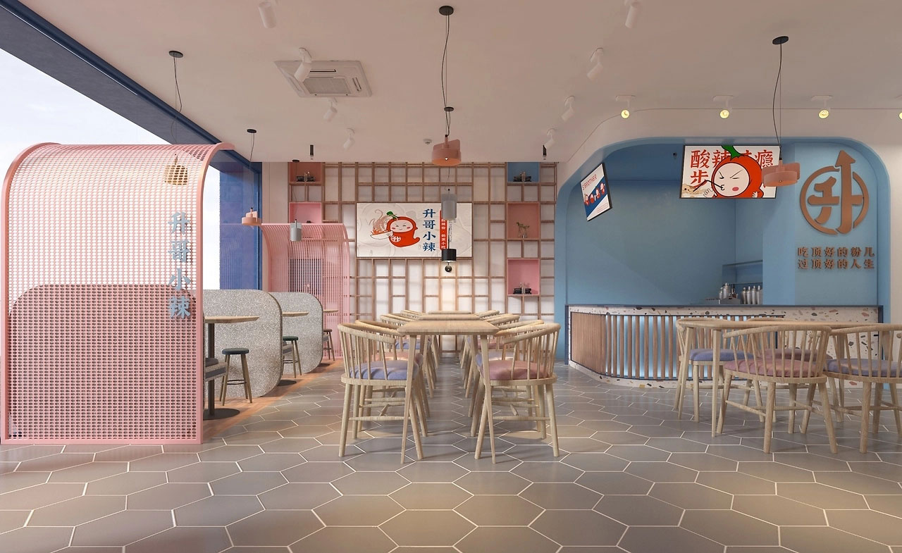 153平米驻马店酸辣粉门店装修设计效果图