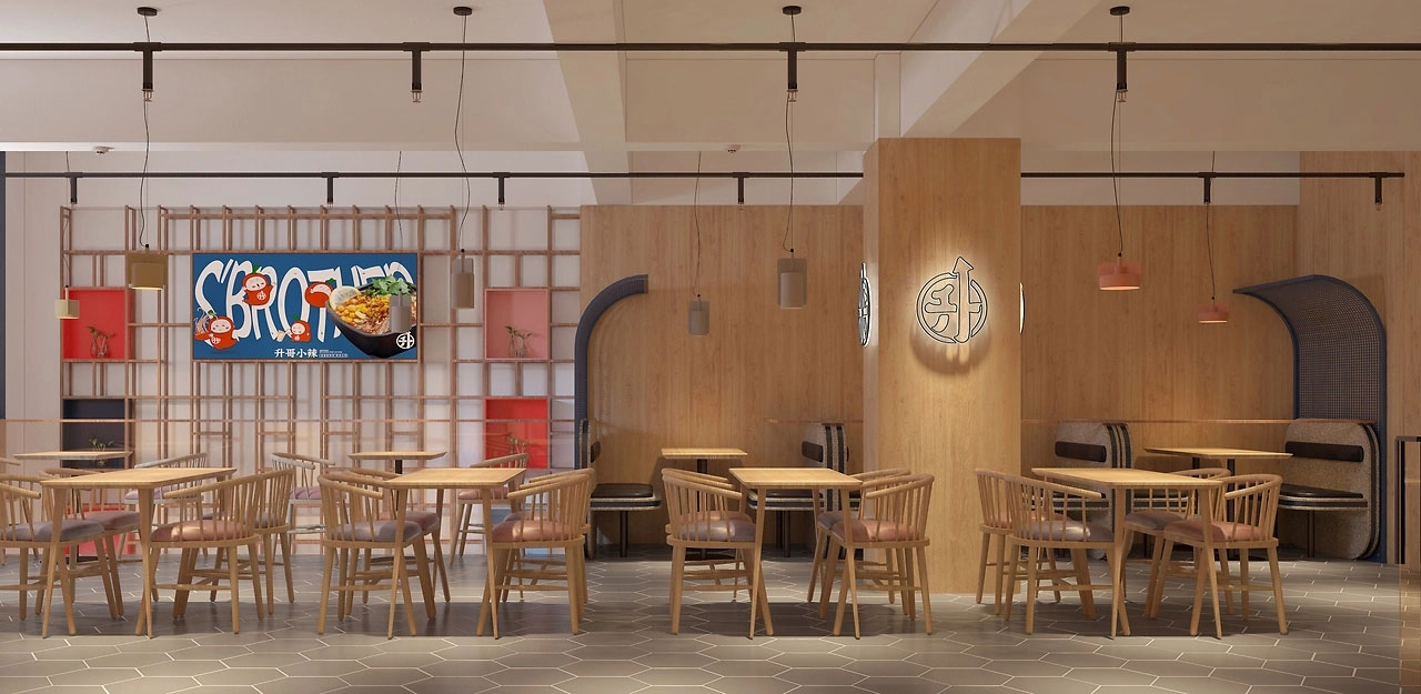 153平米驻马店酸辣粉门店装修设计效果图