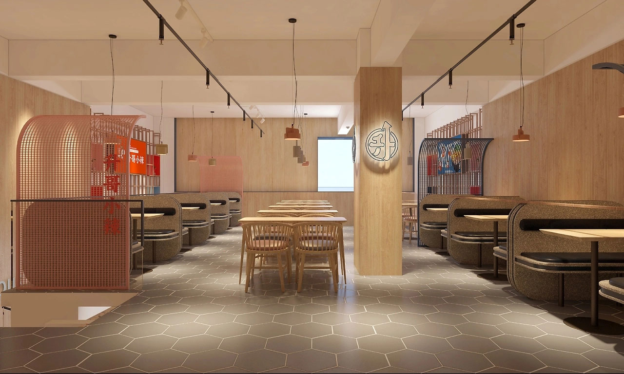 153平米驻马店酸辣粉门店装修设计效果图