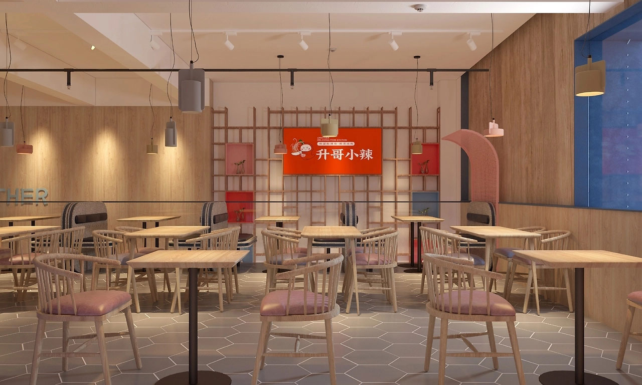 153平米驻马店酸辣粉门店装修设计效果图