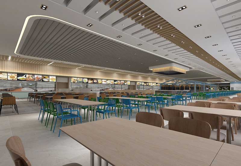 500平米驻马店工厂食堂装修设计效果图