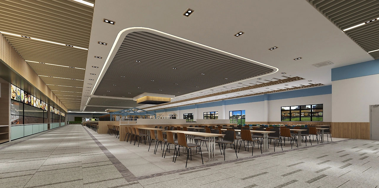 500平米驻马店工厂食堂装修设计效果图