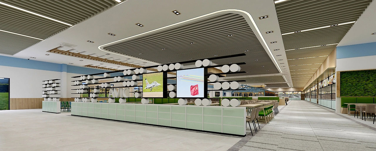 500平米驻马店工厂食堂装修设计效果图