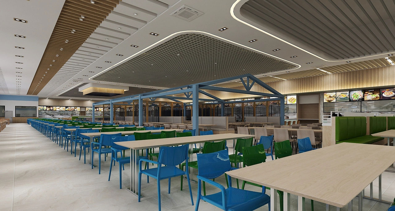500平米驻马店工厂食堂装修设计效果图