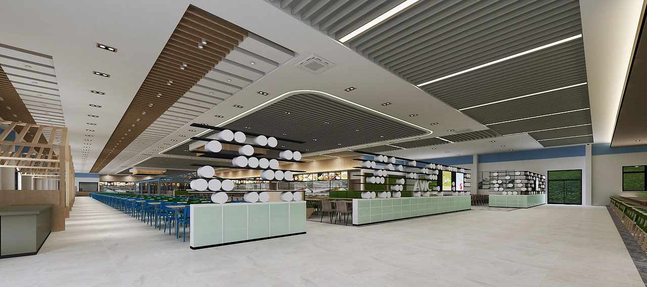 500平米驻马店工厂食堂装修设计效果图