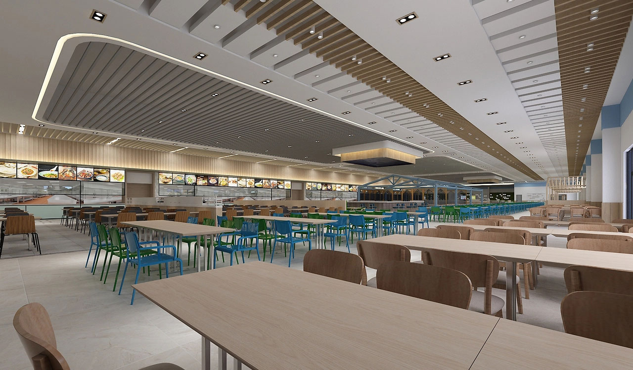 500平米驻马店工厂食堂装修设计效果图