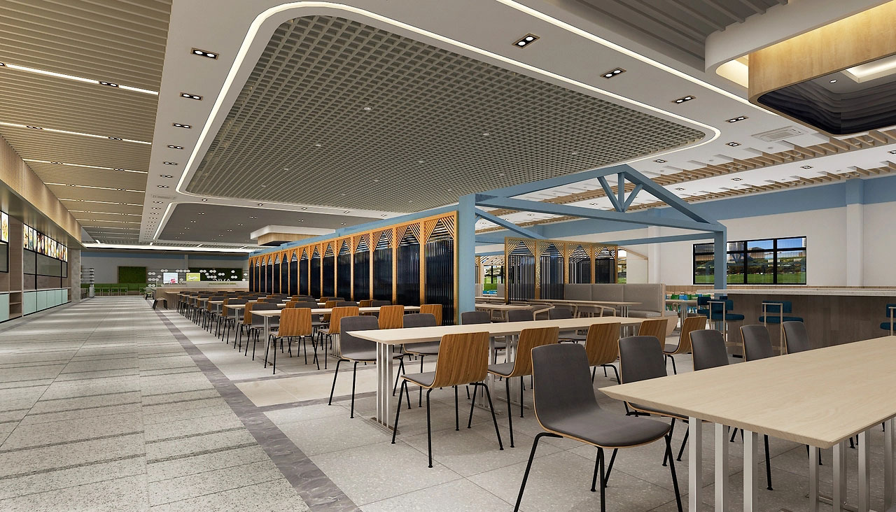 500平米驻马店工厂食堂装修设计效果图