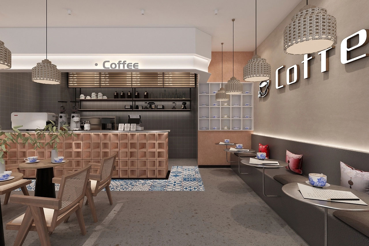 129平米驻马店咖啡店装修设计效果图