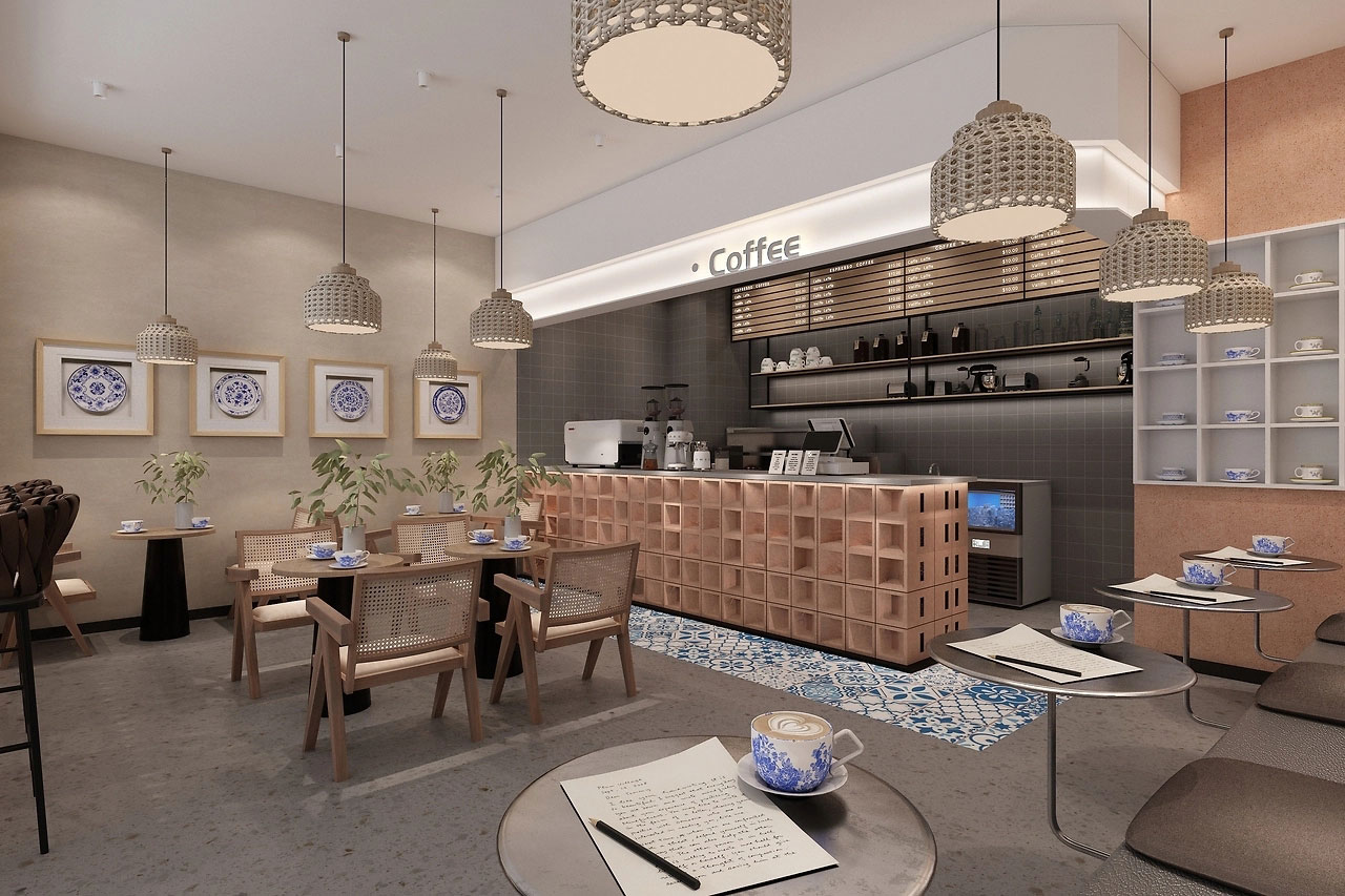 129平米驻马店咖啡店装修设计效果图