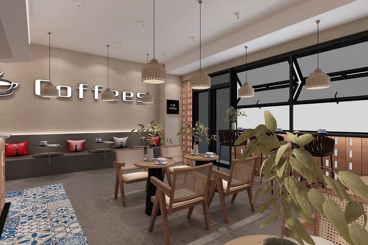 129平米驻马店咖啡店装修设计效果图