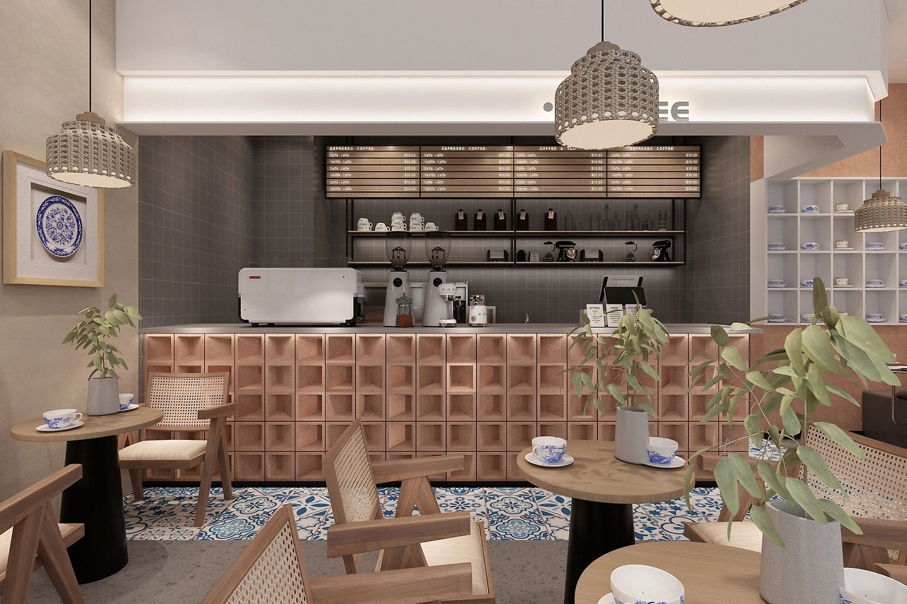 129平米驻马店咖啡店装修设计效果图