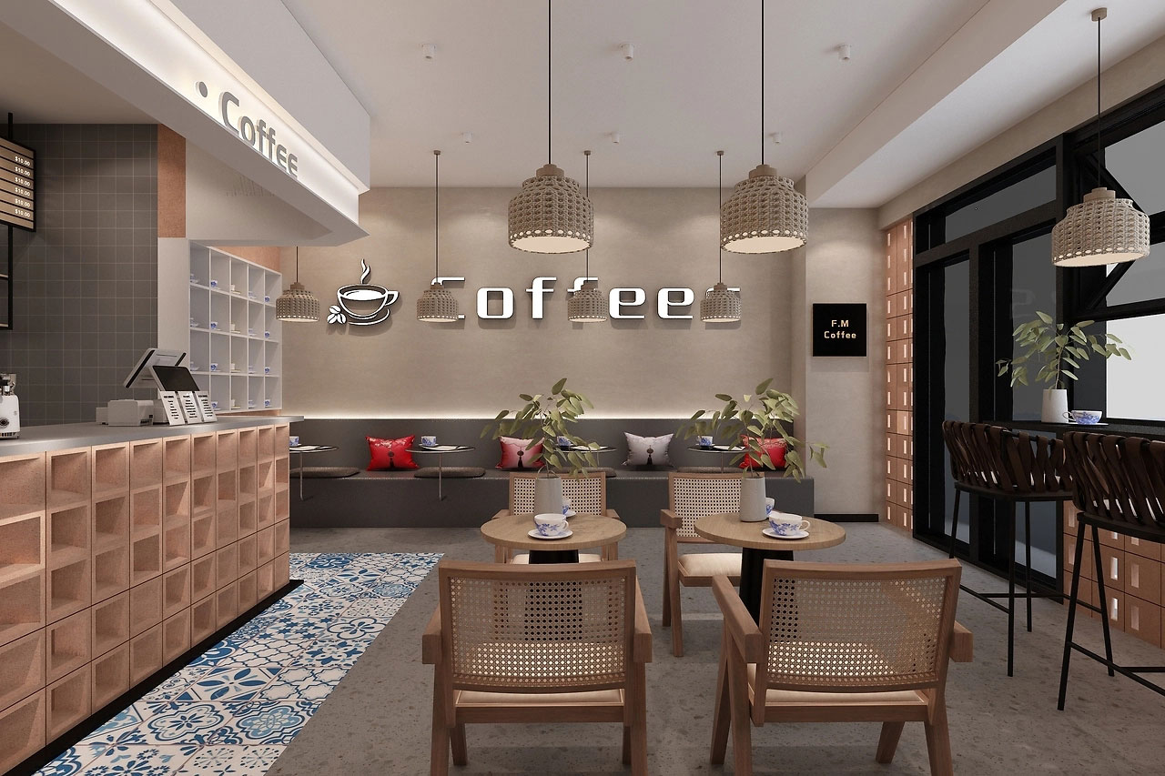 129平米驻马店咖啡店装修设计效果图