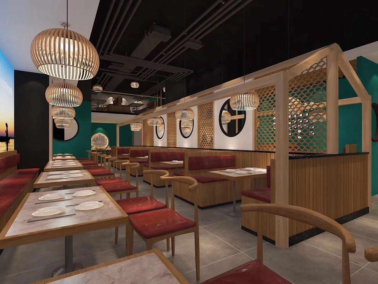 152平米驻马店鱼火锅店面装修设计效果图