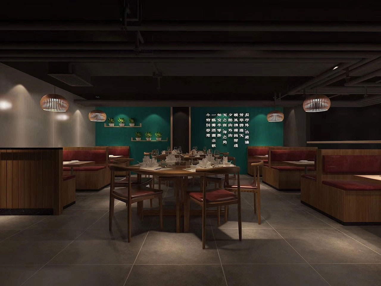 152平米驻马店鱼火锅店面装修设计效果图