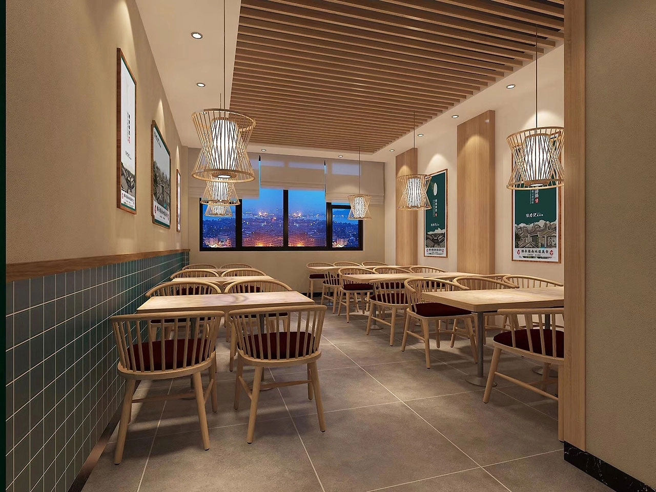 116平米驻马店煲仔饭店面装修设计效果图