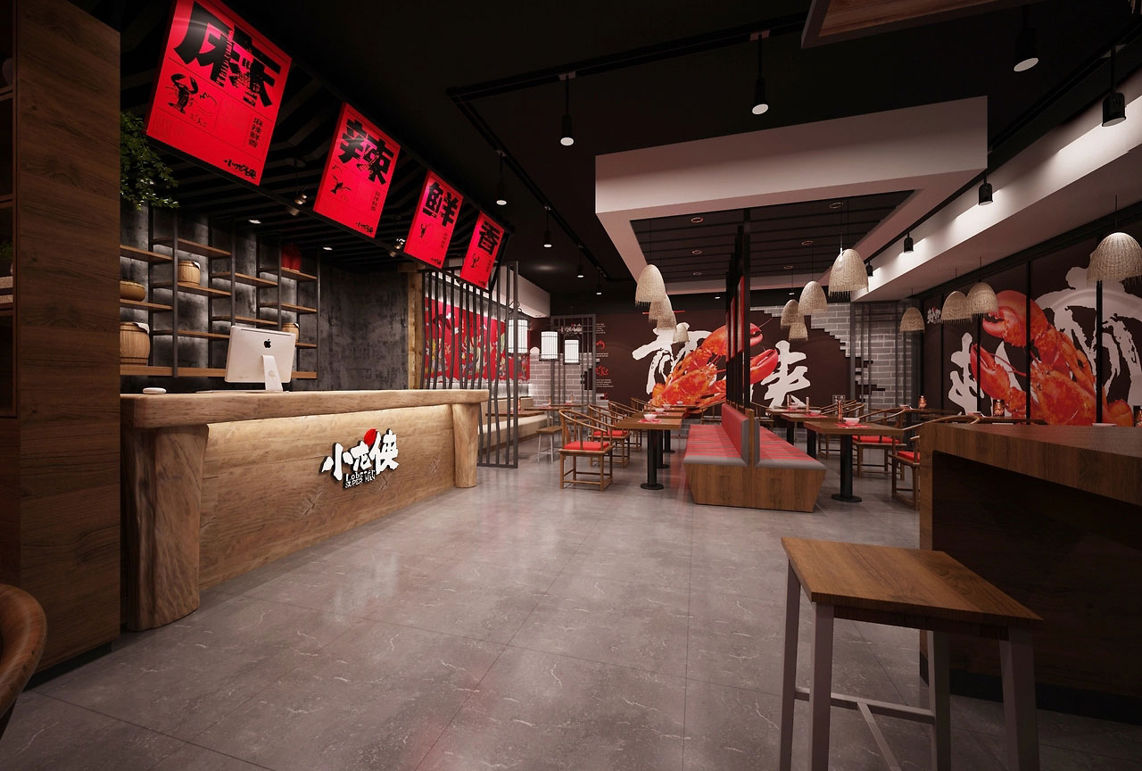 182平米驻马店小龙虾店面装修设计效果图
