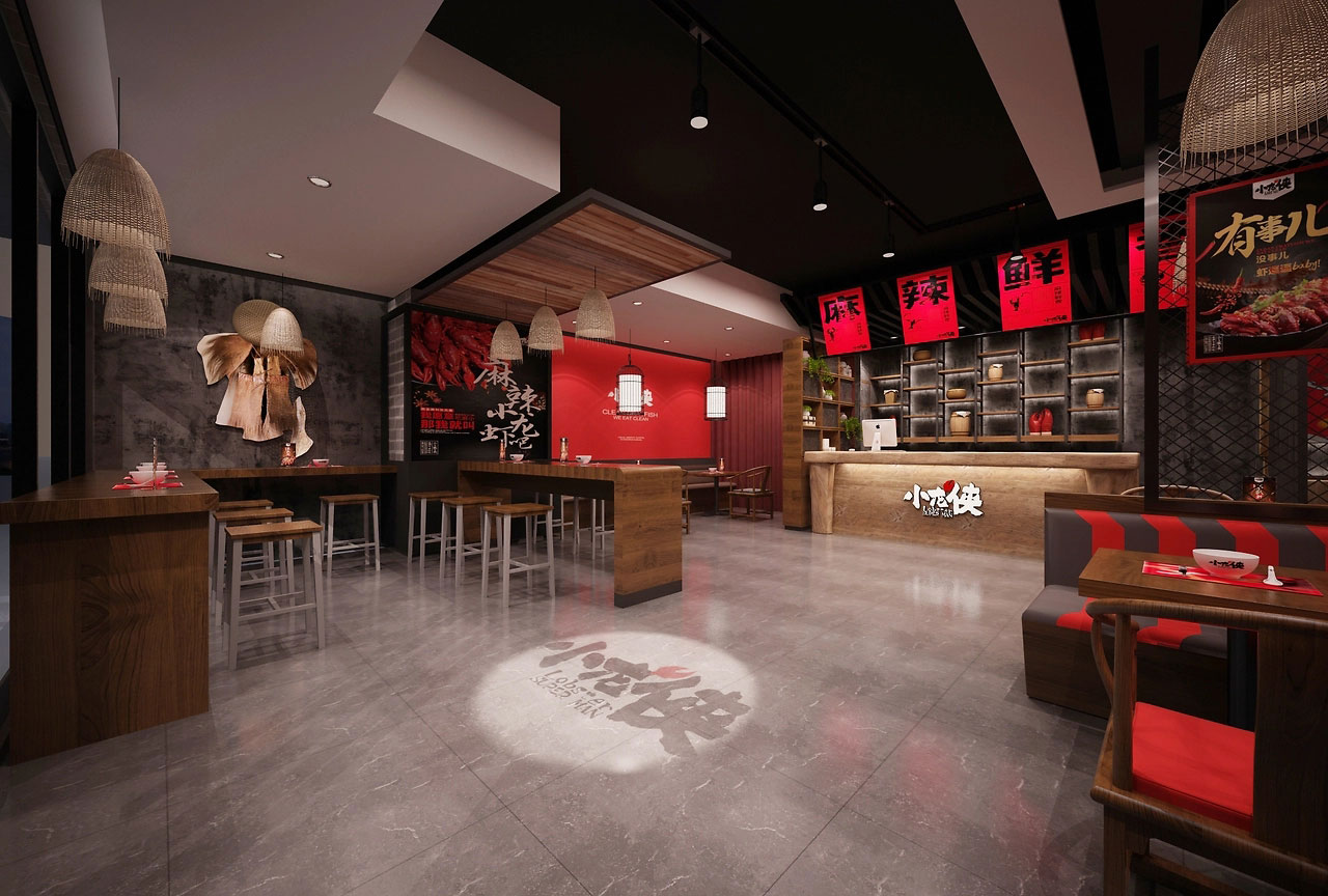 182平米驻马店小龙虾店面装修设计效果图
