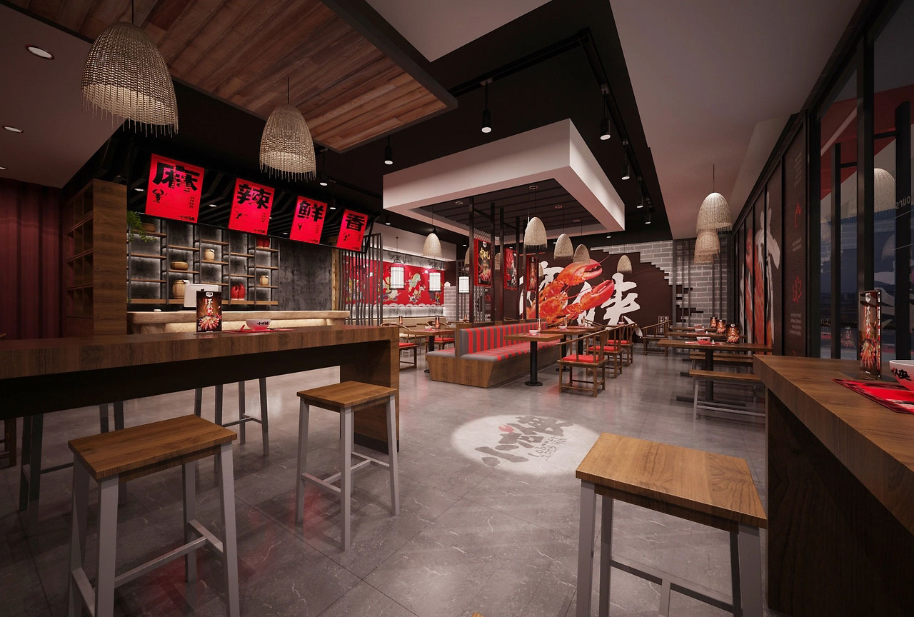 182平米驻马店小龙虾店面装修设计效果图