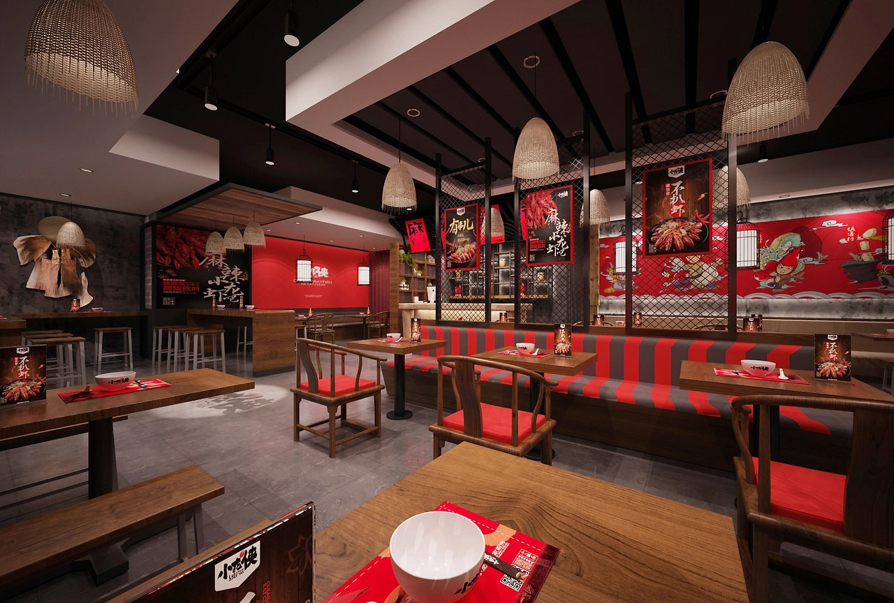 182平米驻马店小龙虾店面装修设计效果图