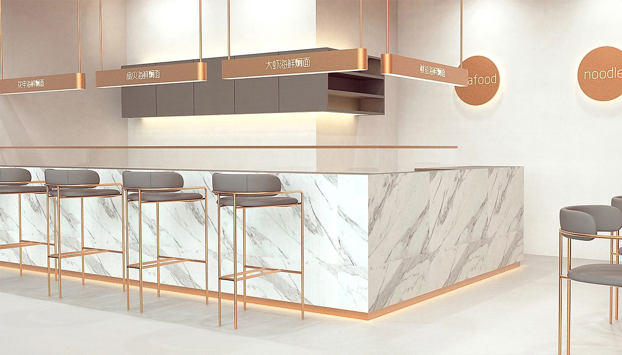87平米驻马店海鲜焖面店装修设计效果图
