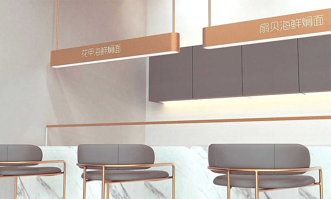 87平米驻马店海鲜焖面店装修设计效果图