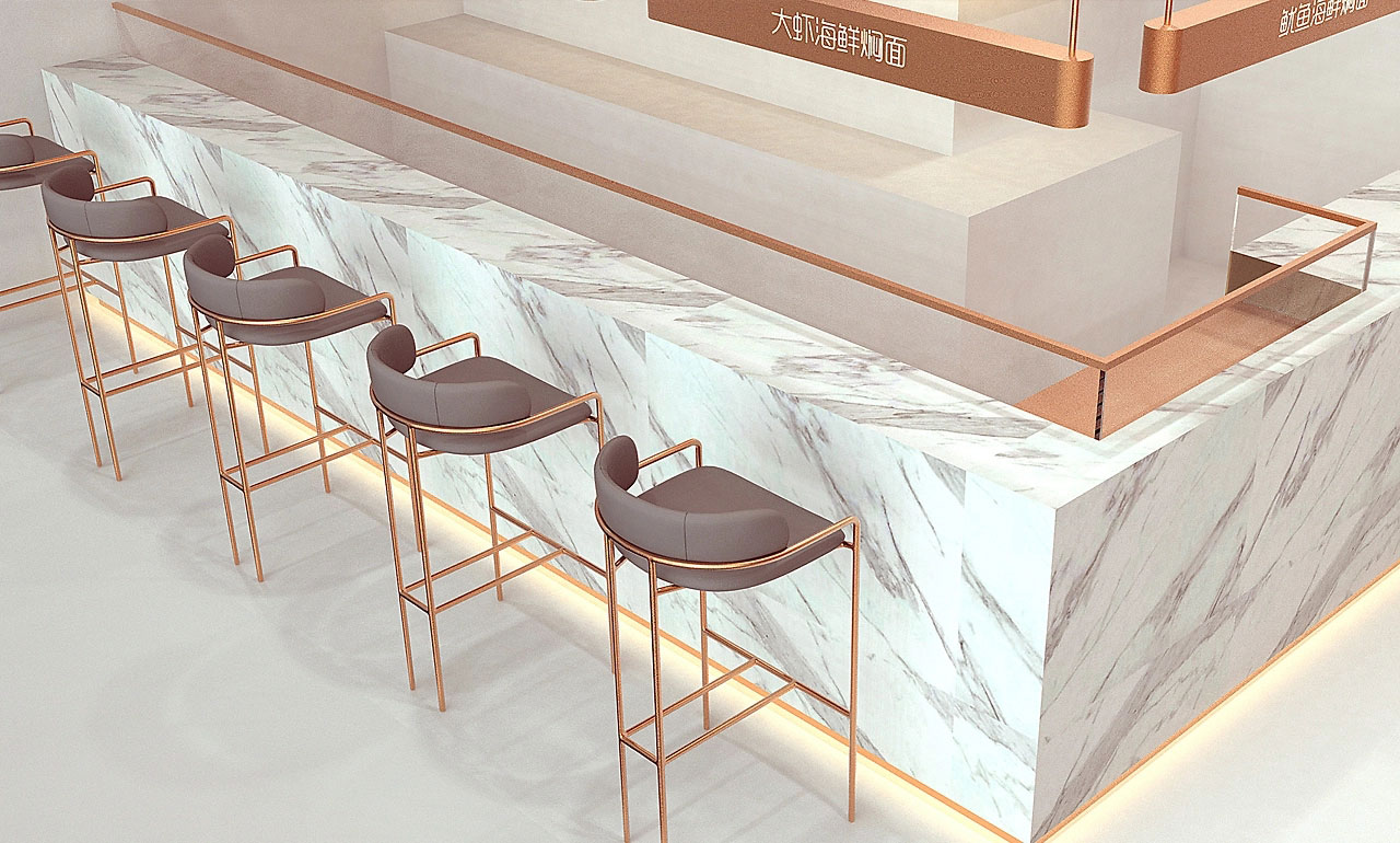 87平米驻马店海鲜焖面店装修设计效果图