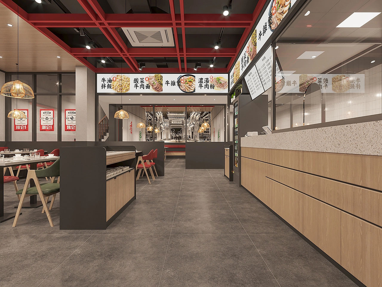 225平米驻马店牛肉馆店面设计效果图