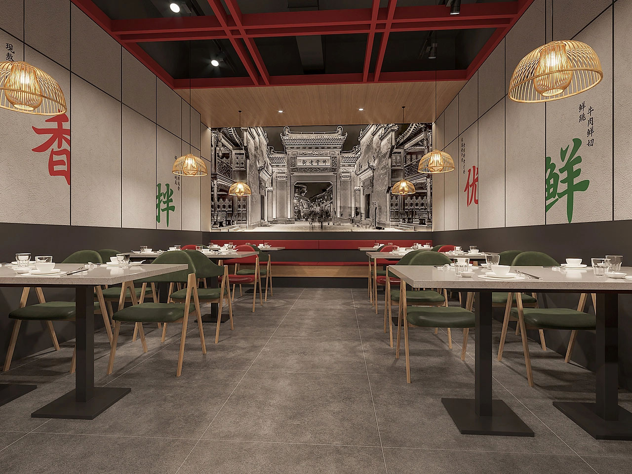 225平米驻马店牛肉馆店面设计效果图