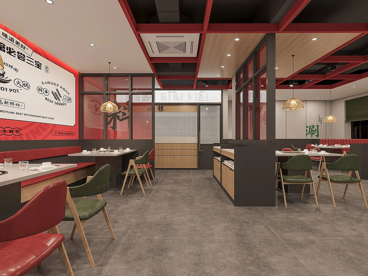 225平米驻马店牛肉馆店面设计效果图