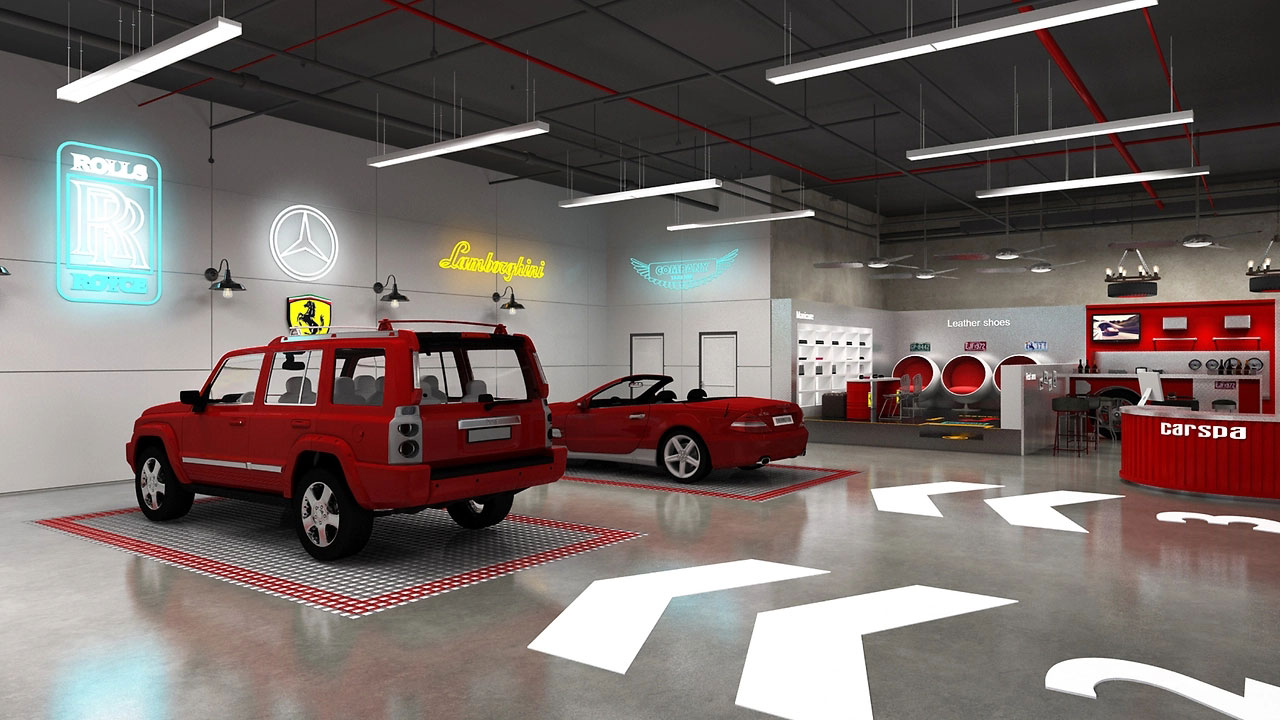252平米驻马店洗车店装修设计效果图