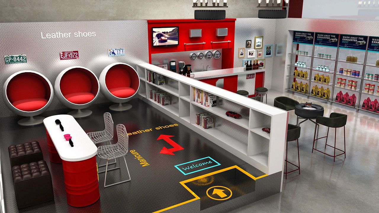 252平米驻马店洗车店装修设计效果图