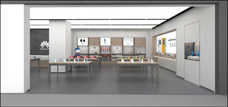 150平米驻马店华为手机店装修设计效果图