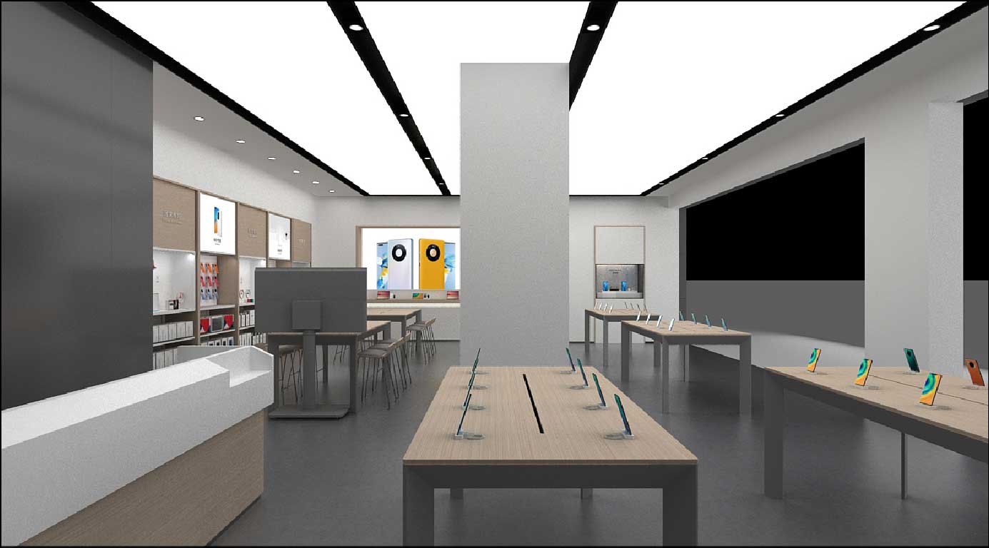 150平米驻马店华为手机店装修设计效果图