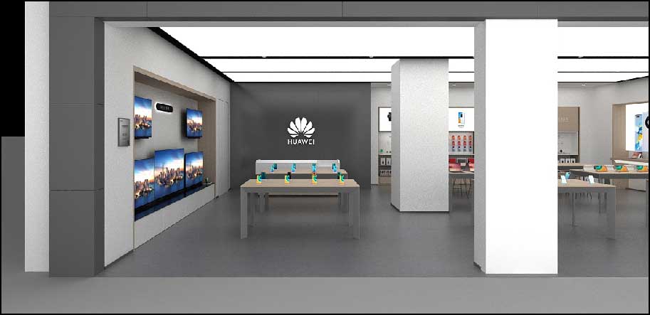 150平米驻马店华为手机店装修设计效果图