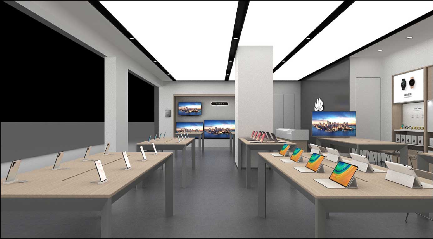 150平米驻马店华为手机店装修设计效果图