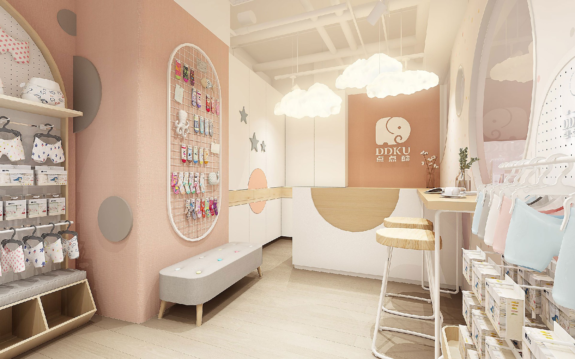 35平米驻马店母婴用品店装修设计效果图