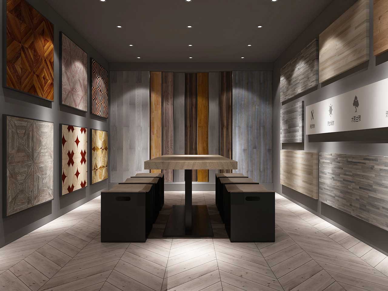 230平米驻马店地板专卖店装修设计效果图