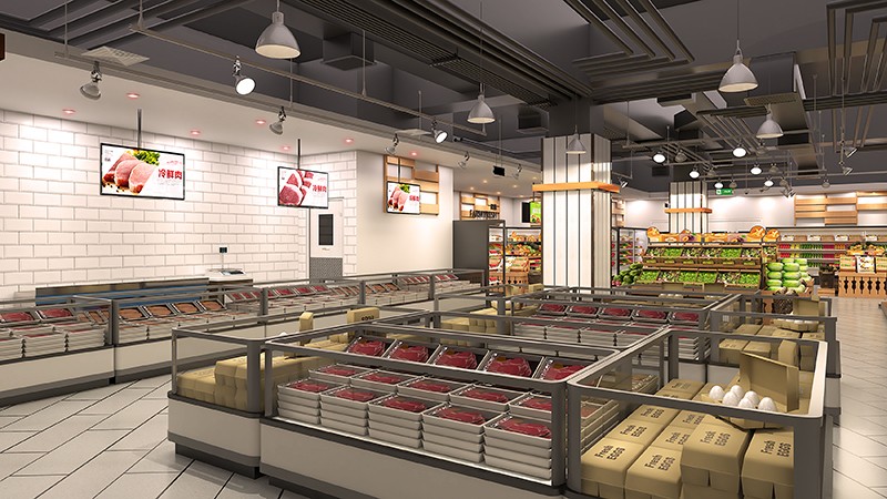 350平米驻马店生鲜超市装修设计效果图