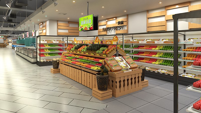 350平米驻马店生鲜超市装修设计效果图